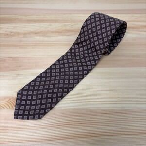 Vintage Reis of New Haven Men Silk Tie Chocolate Brown Diamond Handmade Regency